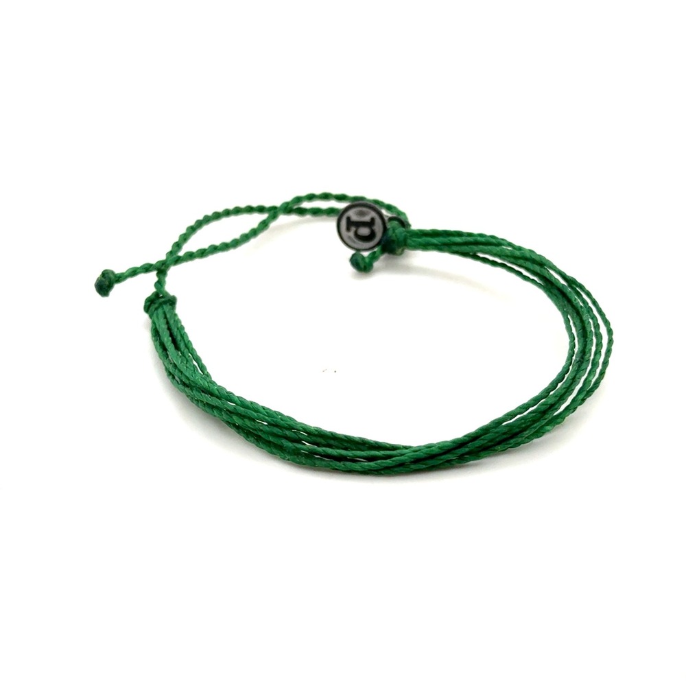 Pura Vida Original String Bracelet Kelly Green Adjustable Waterproof P Charm